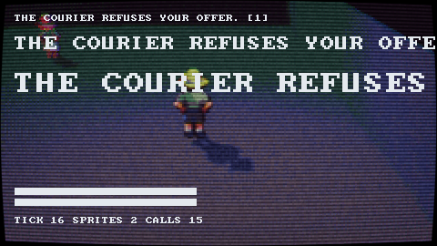 The phone view: the character at the game's lowest internal resolution. The silhouette holds from every camera angle, and that's the bar for accepting generated art at this size.