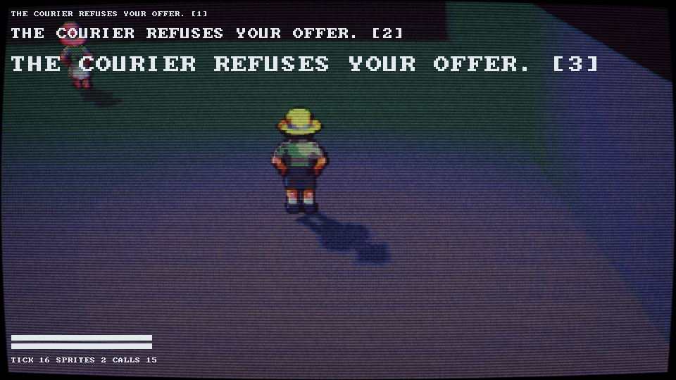 The character under one directional light. The top of the hat is bright and the underside of the brim is dark. Nothing is recolored. The shading slides along color ladders that existed before this character did.